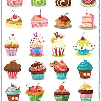 Delicious cupcakes with sprinkles vector