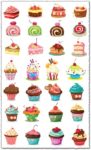 Delicious cupcakes with sprinkles vector