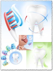 Dental care and tooth cleaning vectors