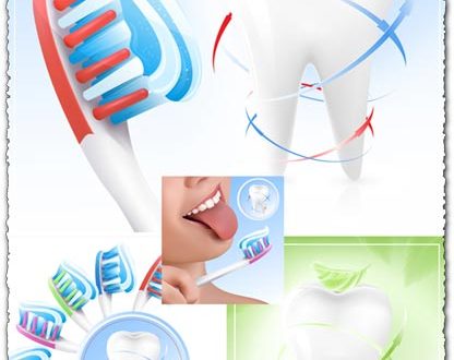 Dental care and tooth cleaning vectors