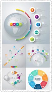 Diagrams infographic stickers vectors