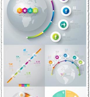 Diagrams infographic stickers vectors