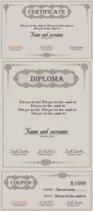 Diploma certificate and coupon template