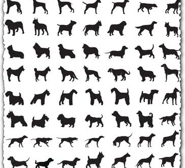 Dog silhouettes vector shapes