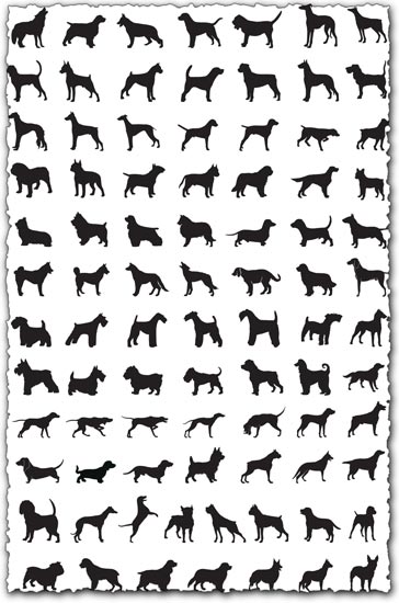 Dog silhouettes vector shapes