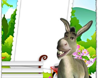 Donkey from Shrek png photo frame for kids