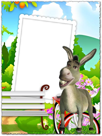 Donkey from Shrek png photo frame for kids