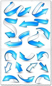 Dynamic 3D blue arrows vector