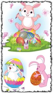 Easter bunny and eggs vectors