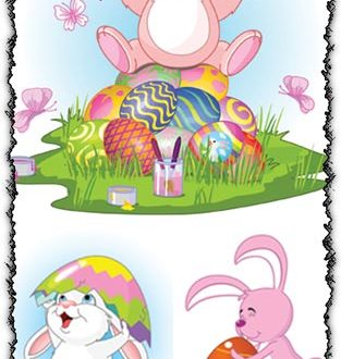 Easter bunny and eggs vectors
