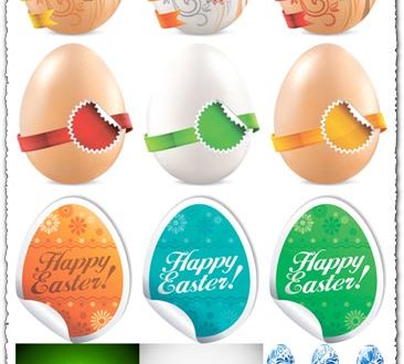Easter eggs with stickers and paint vectors