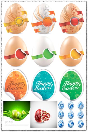 Easter eggs with stickers and paint vectors