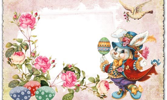 Easter frame postcard for Photoshop