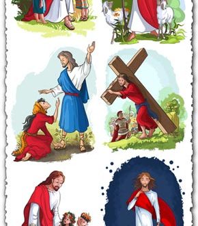 Easter with Jesus vector templates