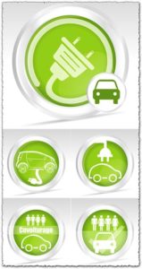 Eco driving green icons vector