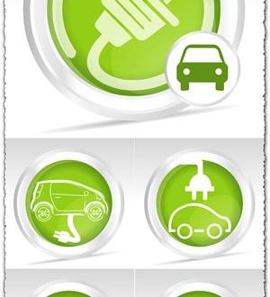 Eco driving green icons vector
