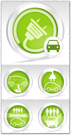 Eco driving green icons vector Eco driving green icons vector