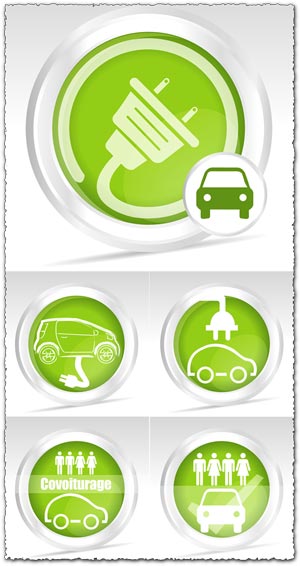 Eco driving green icons vector