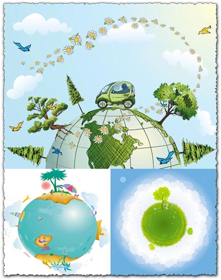 Eco globe vectors