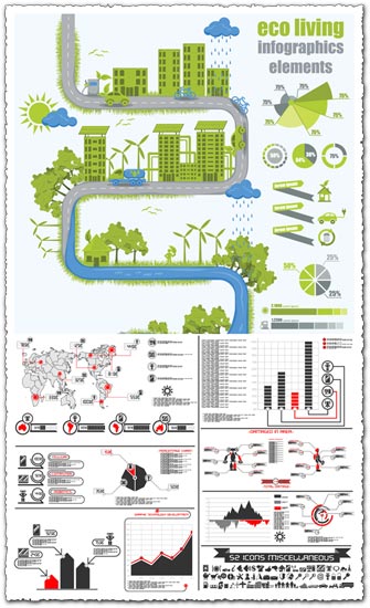 Eco living infographics elements Eco living infographics elements