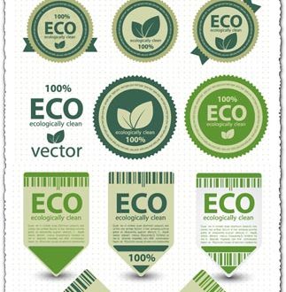 Ecologically clean green vector tags