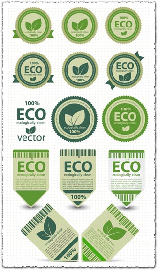 Ecologically clean green vector tags