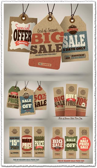 End of season sales price tags vector