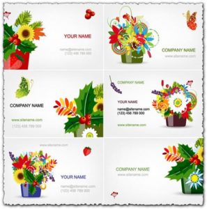 Eps cards with colored spring flowers vectors