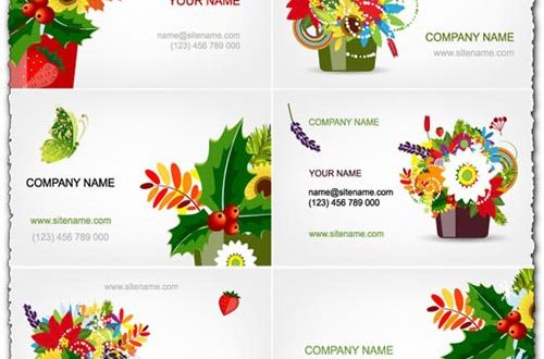 Eps cards with colored spring flowers vectors
