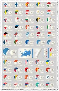European countries flag labels