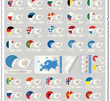 European countries flag labels