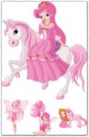 Fairy princess in pink cartoon vector