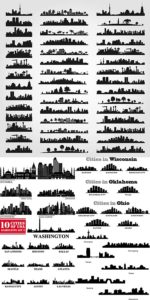 Famous skyscraper silhouettes vectors