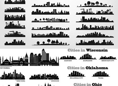 Famous skyscraper silhouettes vectors