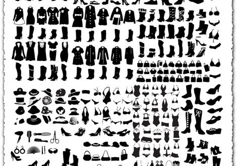 Fashion clothes and accessories silhouettes vector