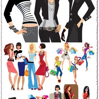 Fashion girls with bags vector