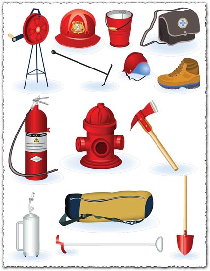 Fire safety tools vector