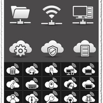 Flat network icons vectors