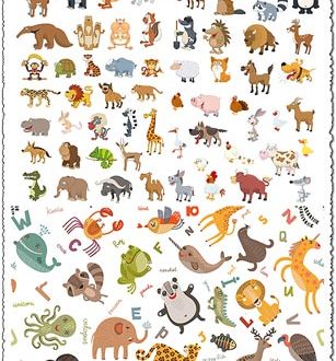 Jungle animals flat cartoon vectors
