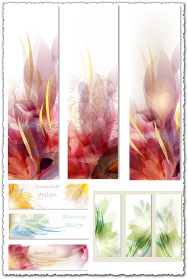 Floral banners with leaf shapes vector