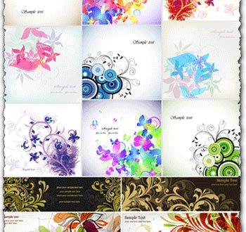 Floral cards and banners
