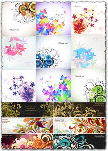 Floral cards and banners Floral cards and banners