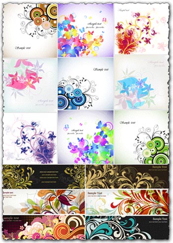 Floral cards and banners