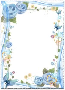 Floral photo frame with hearts and butterflies