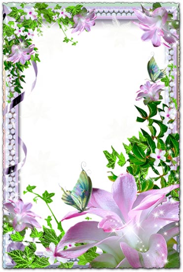 Floral photo frame with pearls transparent png
