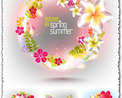 Floral spring cards vectors