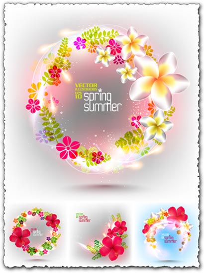 Floral spring cards vectors