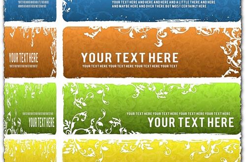 Floral banners with grunge background vectors