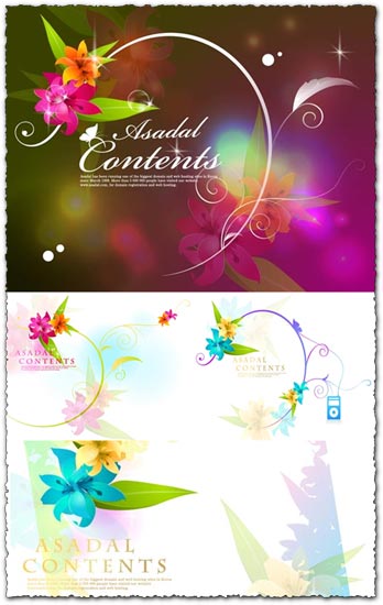 Music and flowers in vector format