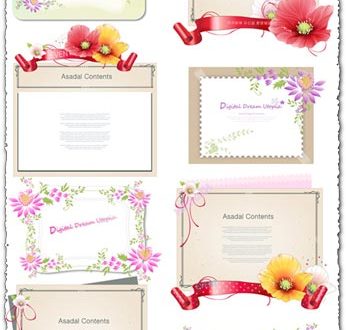 Flower border vector banners